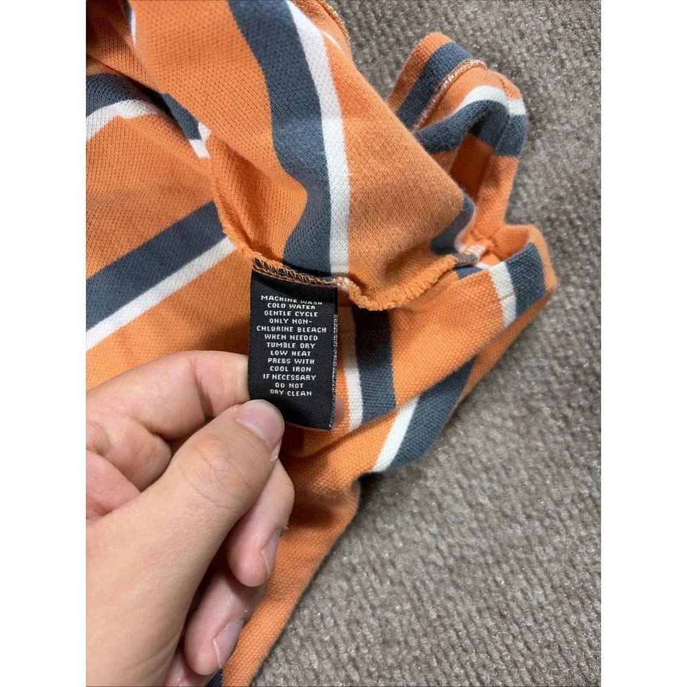 Vintage Polo Ralph Lauren Polo Shirt Mens M-L Orange Striped RL Flag Classic